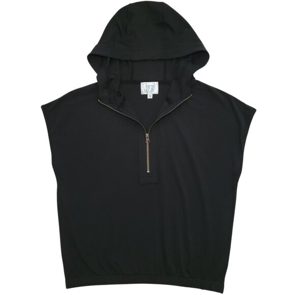 Womens Athletic Black Sleeveless Half Zip Hoodie Size Small - Picture 1 of 9